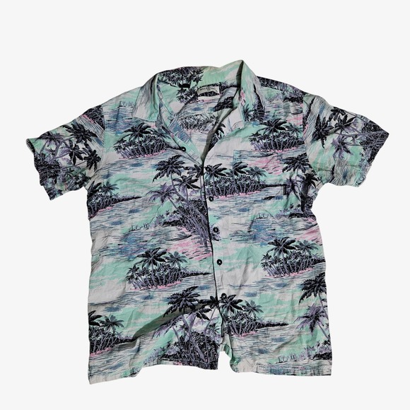 Billabong Other - Billabong Mens Short Sleeve Button Down Tropical Palm Tree Shirt Mint Green M